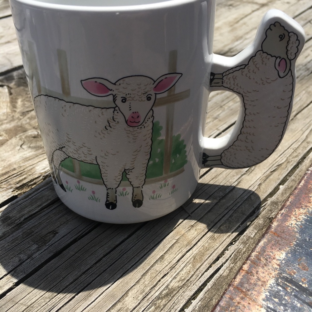 4 vintage sheep coffee mugs